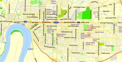 Editable Pdf Map Area 75 Mile Radius Evansville Indiana Us City Plan Map