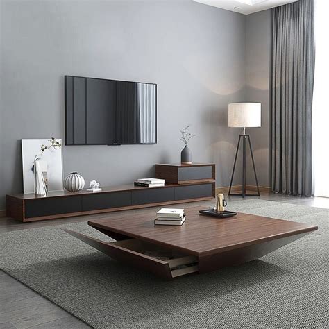 Modern Black Wood Coffee Table With Storage Square Drum Coffee Table