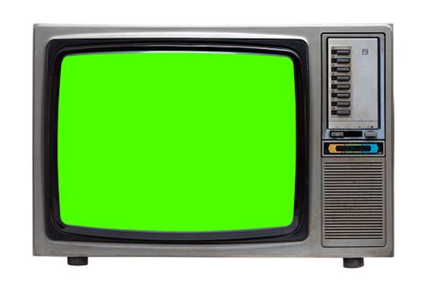 Vintage Tv Old Retro Tv With Green Screen Isolated On White Background