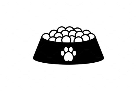 Dog Bowl With Pet Food Icon Or Animal Illustrations ~ Creative Market