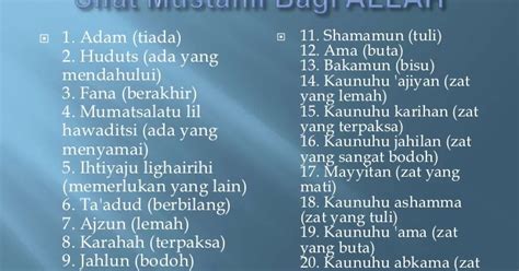 Aqoid 50 Tabel 20 Sifat Wajib Allah Dan Artinya 20 Sifat Allah Images