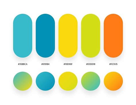 Blue Yellow Green Orange Color Schemes And Gradient