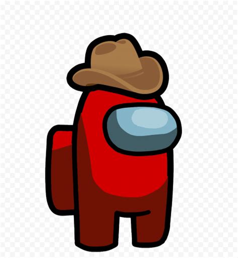 Hd Red Among Us Crewmate Character With Cowboy Hat On Head Png Citypng