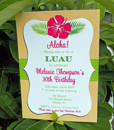 Luau Invitation Printable or Printed With FREE SHIPPING  Etsy Australia