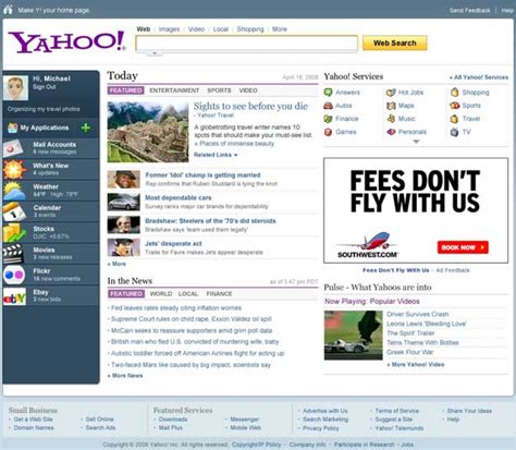 Yahoo Old Version Homepage Telegraph