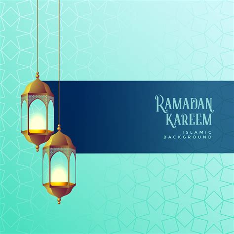 Ramadan Kareem Festival Card Design With Hanging Lanterns Download