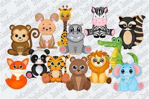 Safari Animals Clipart Bundle Nursery Prints 25 Png File
