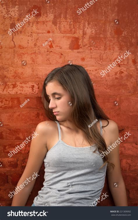 Sad Thoughtful Teenage Girl Sitting On Stock Photo 221309092 Shutterstock
