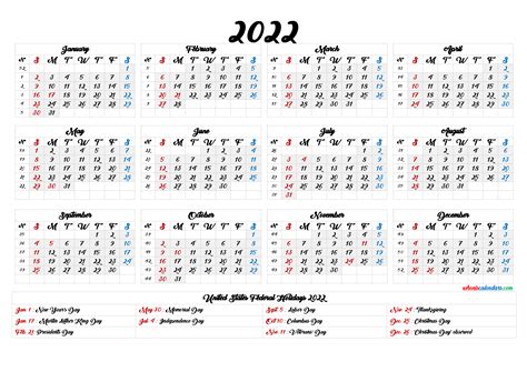 20 Yearly Calendar 2022 Free Download Printable Calendar Templates ️