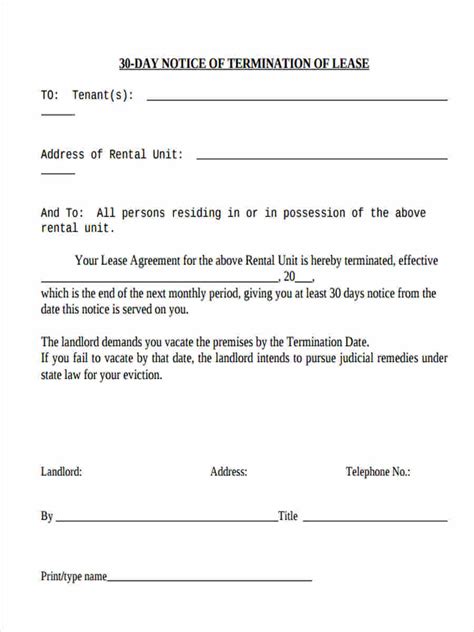 Free Printable 30 Day Eviction Notice Form Printable Forms Free Online