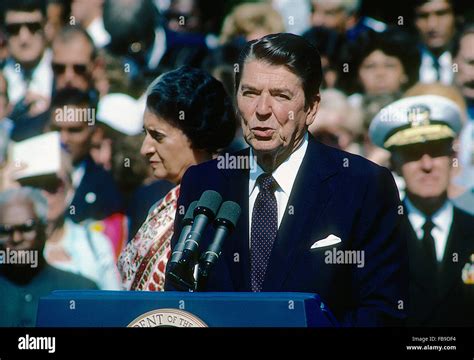 Washington Dcusa 29th July 1982 President Ronald Reagan With India