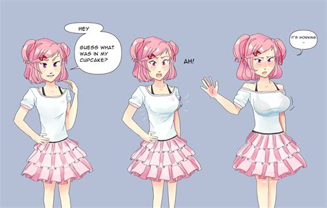 I Got This New Anime Plot On Twitter Natsuki Makes Herself Bigger Ddlc Ddlcfanart