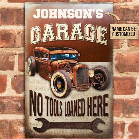 Personalized Metal Sign Hotrod Garage No Tools Loaned Ctm One Size