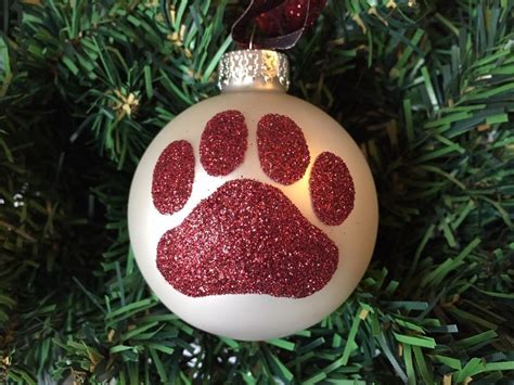 Dog Paw Print Glitter Christmas Ornament Your Choice Of Etsy