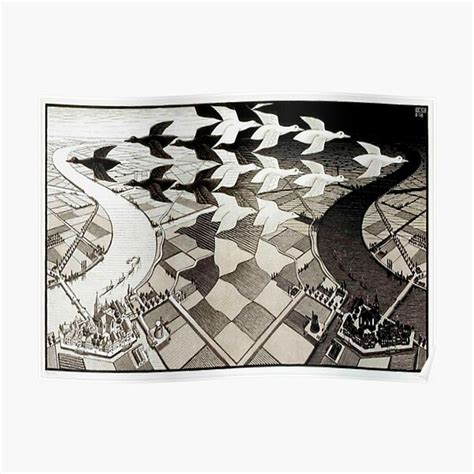 Day And Night By Maurits Cornelis Escher Premium Matte Vertical Poster