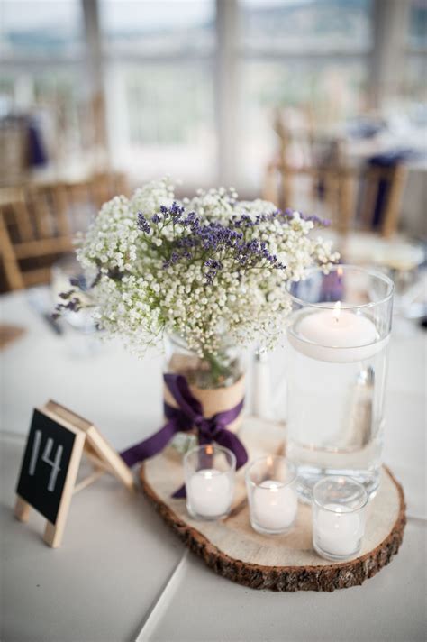Rustic Babys Breath And Floating Candle Centerpieces