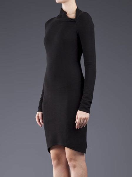 Helmut Lang Long Sleeve Fitted Dress In Black Lyst