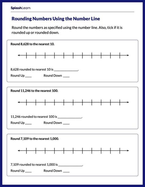 Round Off Numbers Using Number Line Math Worksheets Splashlearn
