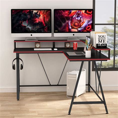 Tribesigns L Shaped Desk With Shelf 57 X 51 Inch Corner Computer