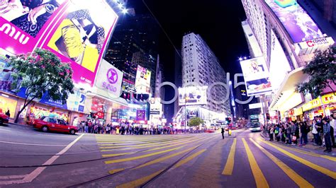 Causeway Bay Rush Hour Hong Kong Night Timelapse 4k Wide Shot Stock