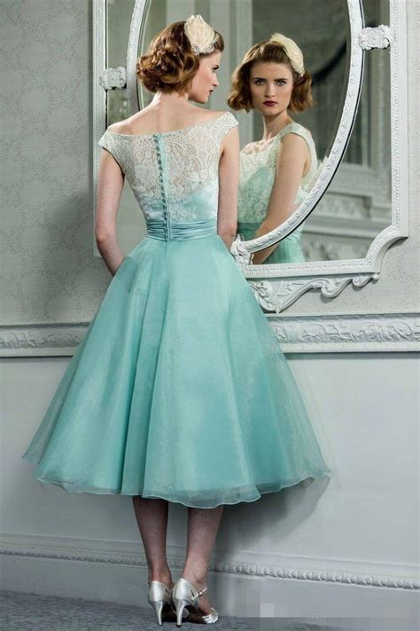 1950s Vintage Hepburn Style Tea Length Party Dresses With