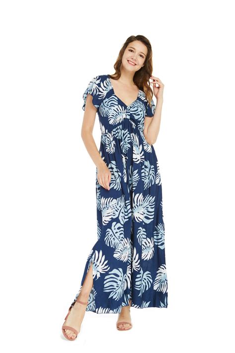 Hawaii Hangover Women Tropical Leaf Maxi Rahee Dress One Size