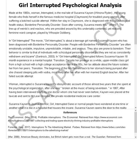 Summarize the key points of the article and your analysis. Girl Interrupted Psychological Analysis Essay Example for Free - 742 Words | EssayPay