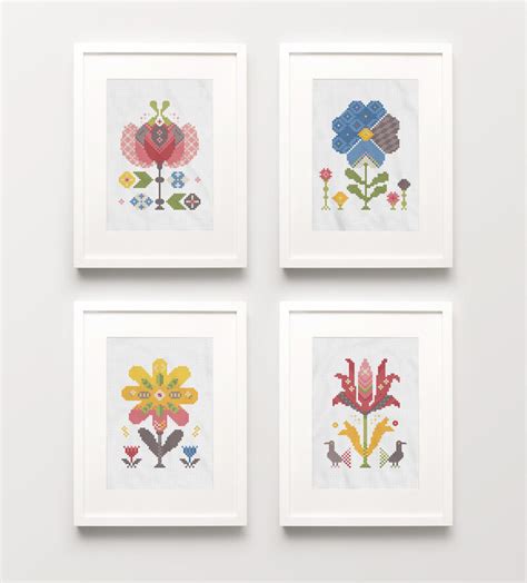 Maybe you would like to learn more about one of these? Four Spring Flowers Modern Cross Stitch Pattern. Floral ...