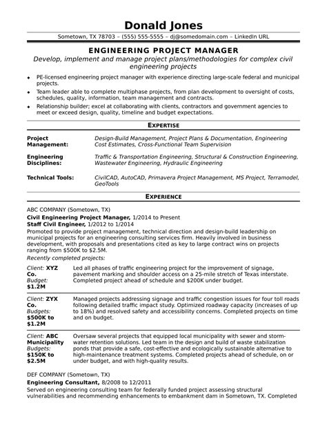 Resume For Engineering Manager