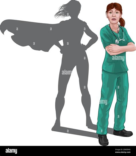 Superhero Nurse Doctor Woman Super Hero Shadow Stock Vector Image Art Alamy