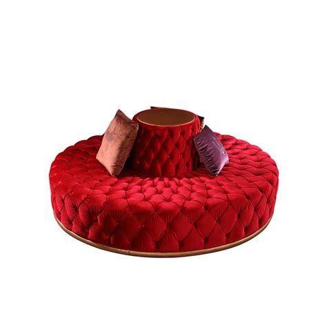 New Model Product Hotel Circular Modern Lobby Red Tufted Round Sofa