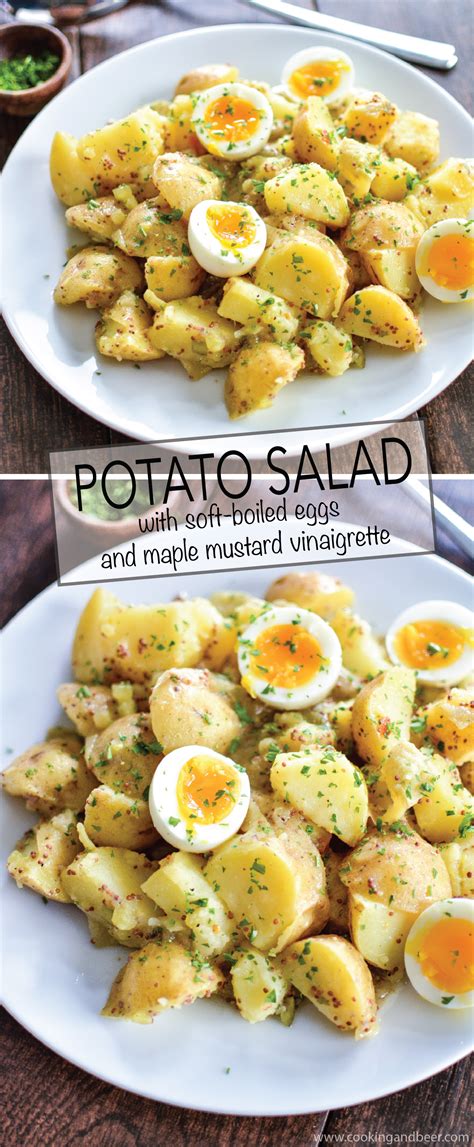 A yummy grilled scallion vinaigrette, fresh herbs, and pickled onions accent this fun this summery bean salad is incredibly versatile. Potato Salad with Soft-Boiled Eggs and Maple Mustard DressingCooking and Beer