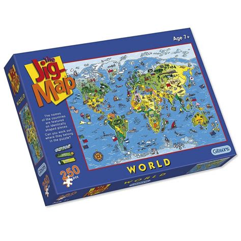 The variety of different colored images and the number of pieces allow everyone to have fun and develop your ability of logic and observation. Jigmap World - 250 Piece Puzzle - CraftyArts.co.uk