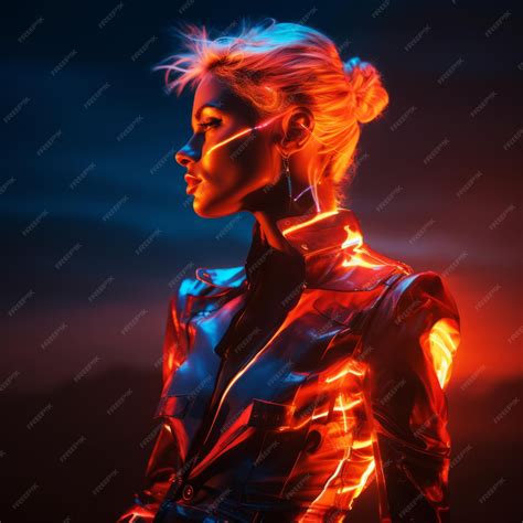 Premium Ai Image An Image Of A Woman With Neon Lights In Her Hair