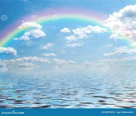 Fantasy Of A Blue Sky And Rainbow With Cumulus Clo Stock Photo Image