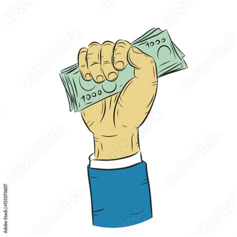 Hand Holding Money Vector On White Background Hand With Money Sketch