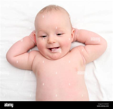 Happy Baby On Back Stock Photo Alamy