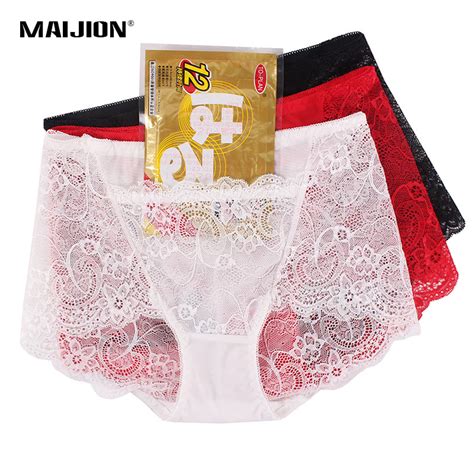 Maijion 3pcspack Front Pocket Sexy Lace Underwear Woman Pantiesfemale