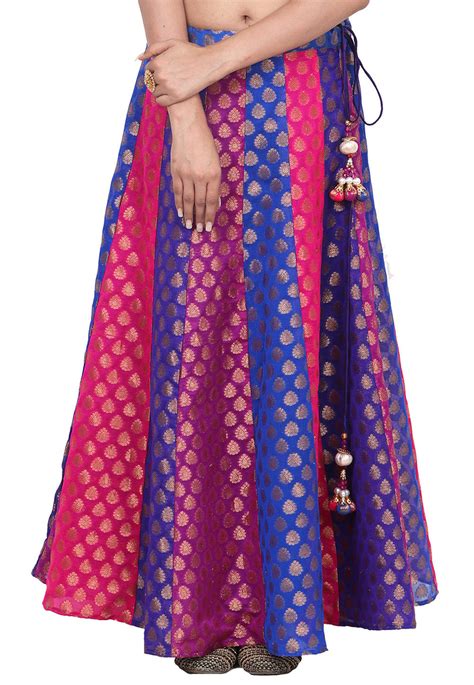 Woven Chanderi Silk Brocade Skirt In Multicolor Bnj604