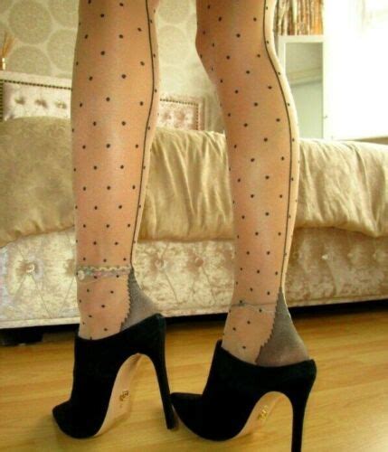 Retro Contrast Seam And Cuban Heel Seamed Stockings With Polka Dots Up To 3xl Picture 14 Of 15