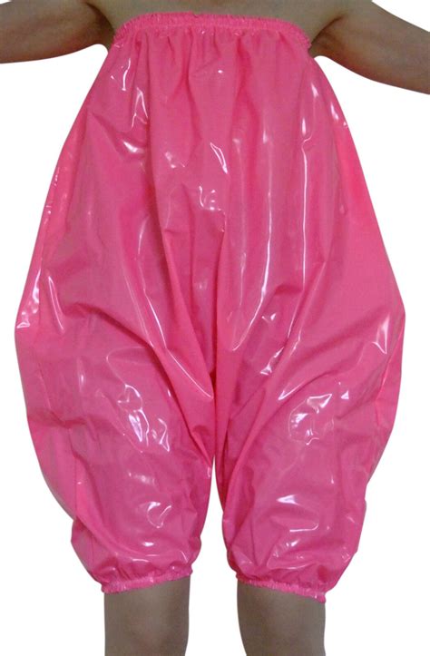 Shiny Hot Pink Pvc Pants Bloomers Vinyl Play Suit Plastic Romper All In