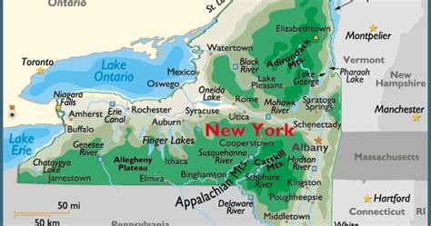 Landform Map Of New York Map Of New York Large Color Map School