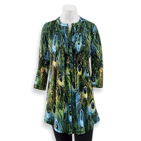 Peacock Print Tunic Womens Clothing Casual Comfortable And Colorful