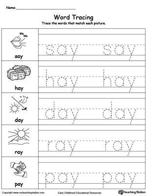 Early Childhood Writing Worksheets  Word family worksheets, Three