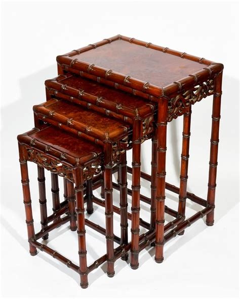 Chinese Rosewood Nest Of Tables With Bamboo Design Furniture Oriental