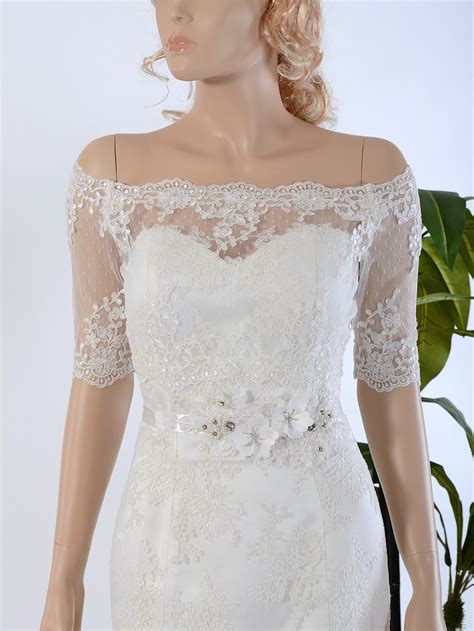 Off Shoulder Wedding Jacket Lace Bolero Wj029 Tulip Bridal