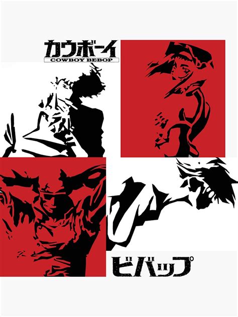 Cowboy Bebop Character Silhouette Red Sticker By Idellaprice Redbubble