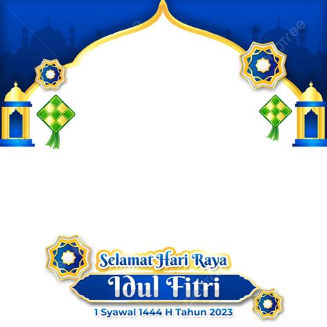 Eid Al Fitr Card With Lantern And Islamic Border Frame Twibbon Eid Al Fitr Eid Ul