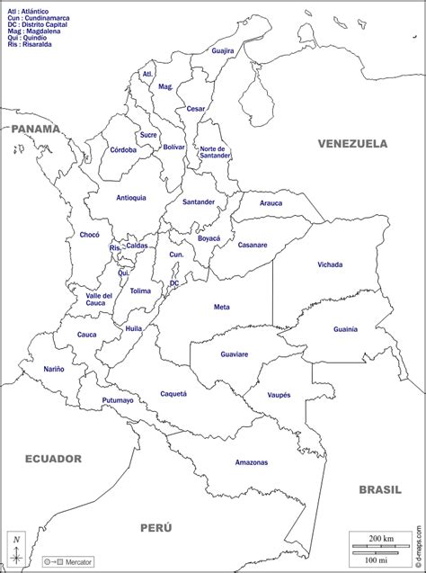 Mapa Colombia Departamentos