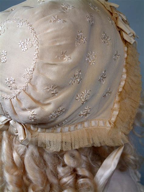 Fabulous French Silk Bebe Bonnet C 1895delicate Embroideryfrothy